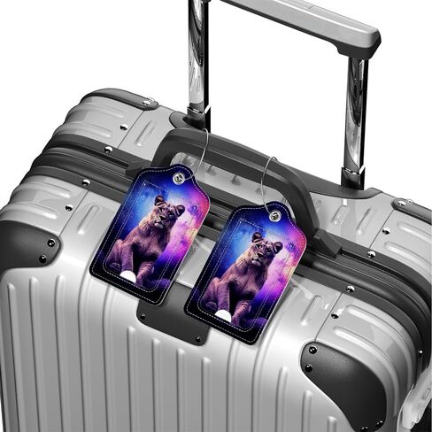 2 Pcs Luggage Tag for Suitcase, Beautiful Black Girl Unique Leather Suitcase Tags with Full Privacy Cover Stainless Steel Loop for Women Men Travel Baggage Bag Backpack in Saudi Arabia