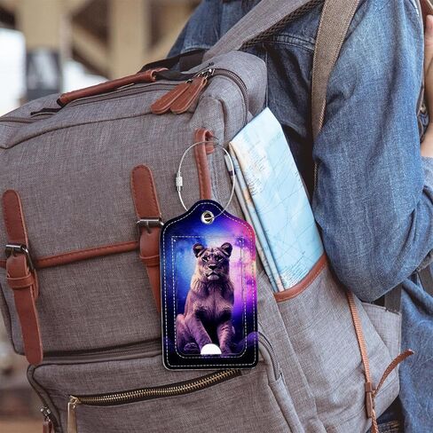 2 Pcs Luggage Tag for Suitcase, Beautiful Black Girl Unique Leather Suitcase Tags with Full Privacy Cover Stainless Steel Loop for Women Men Travel Baggage Bag Backpack in Saudi Arabia