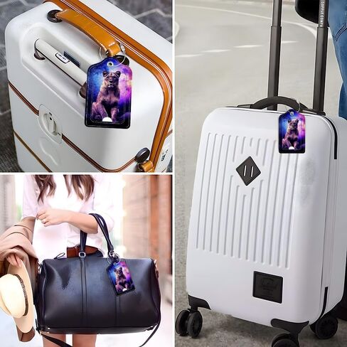 2 Pcs Luggage Tag for Suitcase, Beautiful Black Girl Unique Leather Suitcase Tags with Full Privacy Cover Stainless Steel Loop for Women Men Travel Baggage Bag Backpack in Saudi Arabia
