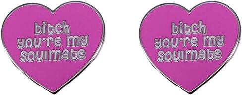 طقم بروش قلب وردي مكون من قطعتين للنساء والفتيات "أنت رفيق روحي" خطوط Bff أفضل صديق شارة دبوس دبابيس طية صدر السترة من المينا المضحكة دبابيس مطابقة للصداقة والأزواج هدايا عيد الميلاد in Kuwait