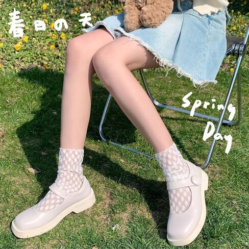 Benefeet Sox Womens Girls Lace Sheer Mesh Slouch Socks See Through Transparent Elegant Loose Socks Tulle Decorated Socks in Saudi Arabia