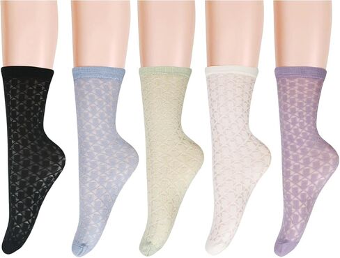 Benefeet Sox Womens Girls Lace Sheer Mesh Slouch Socks See Through Transparent Elegant Loose Socks Tulle Decorated Socks in Saudi Arabia