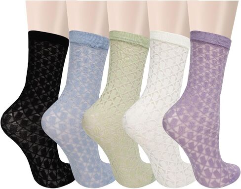 Benefeet Sox Womens Girls Lace Sheer Mesh Slouch Socks See Through Transparent Elegant Loose Socks Tulle Decorated Socks in Saudi Arabia