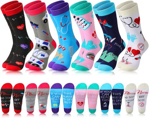 6 Pairs Nurse Socks for Women If You Can Read This Nurse off Duty Funny Novelty Unisex Crew Socks Nursing Appreciation Gift Socks for Nurses Day Birthday Graduation in Saudi Arabia