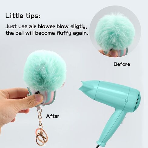 Cute Animal Pom Pom Keychain with Faux Fur Fluffy Balls Key Ring for Women Girls Bag Accessories in Kuwait