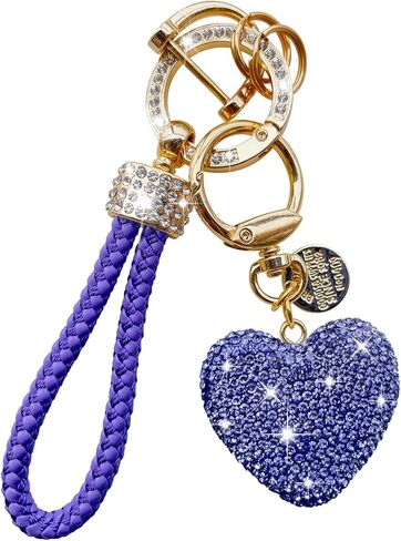 سلسلة مفاتيح سيارة كريستال من تكس-اينو اوتو مع حجر الراين اللامع على شكل قلب، اكسسوارات للنساء والفتيات in Kuwait