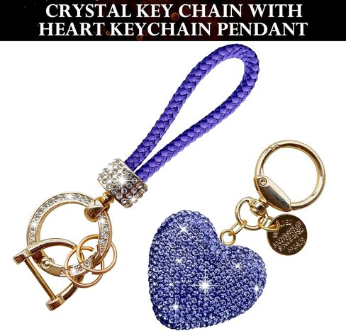 سلسلة مفاتيح سيارة كريستال من تكس-اينو اوتو مع حجر الراين اللامع على شكل قلب، اكسسوارات للنساء والفتيات in Kuwait