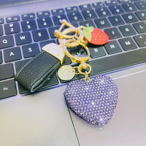 سلسلة مفاتيح سيارة كريستال من تكس-اينو اوتو مع حجر الراين اللامع على شكل قلب، اكسسوارات للنساء والفتيات in Kuwait