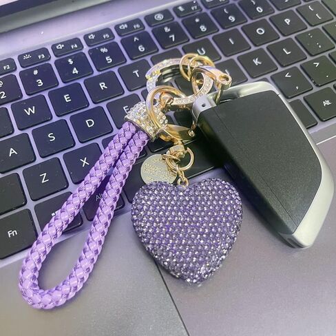 سلسلة مفاتيح سيارة كريستال من تكس-اينو اوتو مع حجر الراين اللامع على شكل قلب، اكسسوارات للنساء والفتيات in Kuwait