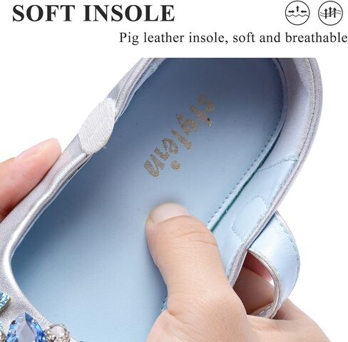 Stylein الفتيات طفل صغير/طفل كبير ماري جين راقصة الباليه أحذية مسطحة فستان أحذية فتاة باليه أحذية مسطحة حفلة مدرسة أحذية زفاف أزرق in Kuwait