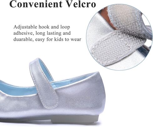 Stylein الفتيات طفل صغير/طفل كبير ماري جين راقصة الباليه أحذية مسطحة فستان أحذية فتاة باليه أحذية مسطحة حفلة مدرسة أحذية زفاف أزرق in Kuwait