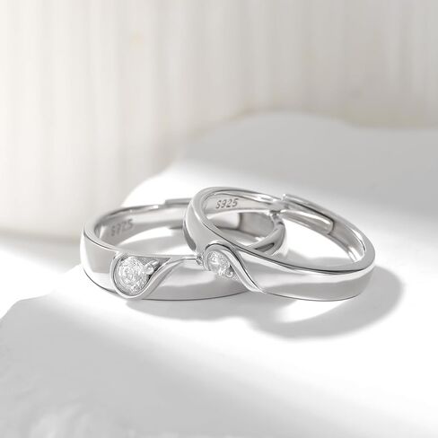 Vxddy Couple Promise Rings for Him and Her Heart Puzzle S925 Sterling Silver Matching Couples Ring Engagement Marry Wedding Band Cute Gifts, Precious Metal, Cubic Zirconia in Kuwait