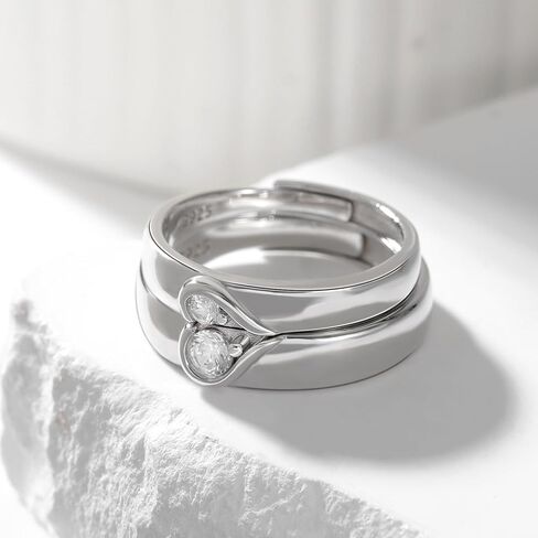 Vxddy Couple Promise Rings for Him and Her Heart Puzzle S925 Sterling Silver Matching Couples Ring Engagement Marry Wedding Band Cute Gifts, Precious Metal, Cubic Zirconia in Kuwait