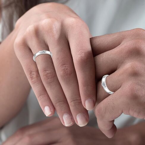 Vxddy Couple Promise Rings for Him and Her Heart Puzzle S925 Sterling Silver Matching Couples Ring Engagement Marry Wedding Band Cute Gifts, Precious Metal, Cubic Zirconia in Kuwait