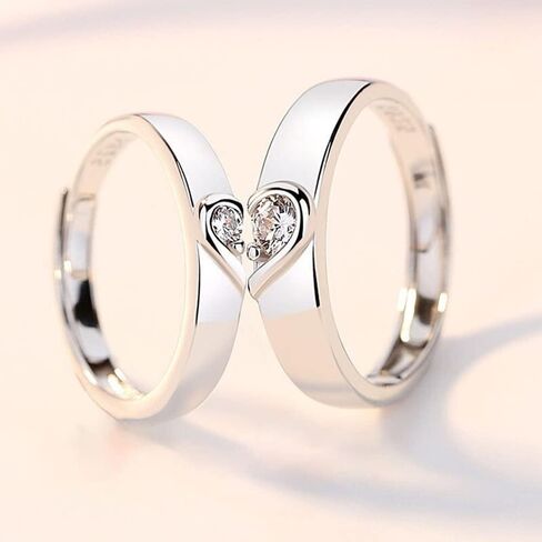 Vxddy Couple Promise Rings for Him and Her Heart Puzzle S925 Sterling Silver Matching Couples Ring Engagement Marry Wedding Band Cute Gifts, Precious Metal, Cubic Zirconia in Kuwait