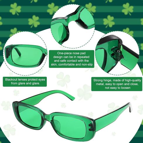 8 Pairs St Patrick's Day Green Sunglasses Rectangle Sunglasses Irish Retro Sunglasses Vintage Square Sunglasses for Men Women St Patrick's Day Party Favor Gift Supplies in Saudi Arabia