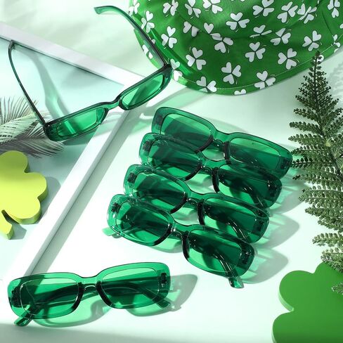 8 Pairs St Patrick's Day Green Sunglasses Rectangle Sunglasses Irish Retro Sunglasses Vintage Square Sunglasses for Men Women St Patrick's Day Party Favor Gift Supplies in Saudi Arabia