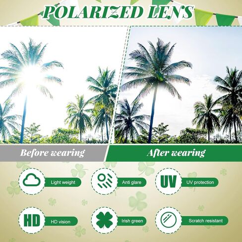 8 Pairs St Patrick's Day Green Sunglasses Rectangle Sunglasses Irish Retro Sunglasses Vintage Square Sunglasses for Men Women St Patrick's Day Party Favor Gift Supplies in Saudi Arabia