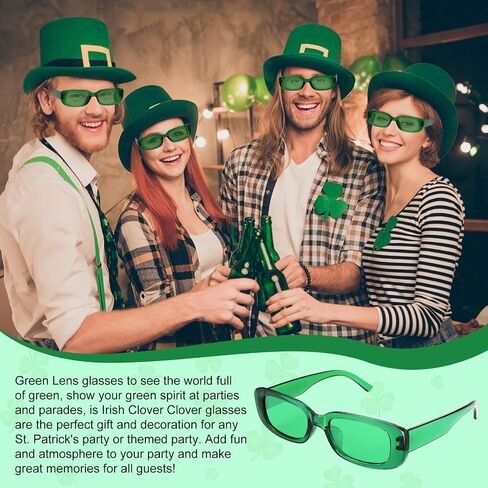 8 Pairs St Patrick's Day Green Sunglasses Rectangle Sunglasses Irish Retro Sunglasses Vintage Square Sunglasses for Men Women St Patrick's Day Party Favor Gift Supplies in Saudi Arabia