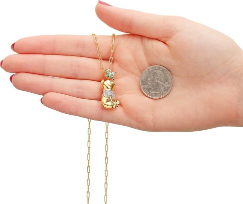 Disney Winnie the Pooh Pendant Necklace Paper Clip Chain 18-Inch - Flash Plated Necklace with Butterfly and Pooh Pendant - Winnie the Pooh Jewelry in Saudi Arabia