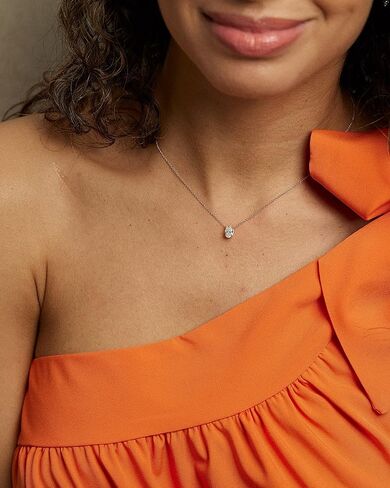 قلادة من 1/3 إلى 1 1/2 قيراط من الألماس البيضاوي سوليتير للنساء I 14k قلادة ذهبية (G-H، VS1-VS2، cttw) I 16 إلى 18 بوصة سلسلة قابلة للتعديل ومشبك مخلب جراد البحر in Kuwait