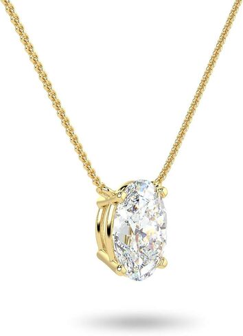 قلادة من 1/3 إلى 1 1/2 قيراط من الألماس البيضاوي سوليتير للنساء I 14k قلادة ذهبية (G-H، VS1-VS2، cttw) I 16 إلى 18 بوصة سلسلة قابلة للتعديل ومشبك مخلب جراد البحر in Kuwait