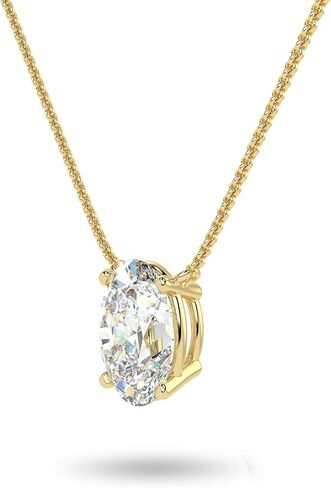 قلادة من 1/3 إلى 1 1/2 قيراط من الألماس البيضاوي سوليتير للنساء I 14k قلادة ذهبية (G-H، VS1-VS2، cttw) I 16 إلى 18 بوصة سلسلة قابلة للتعديل ومشبك مخلب جراد البحر in Kuwait