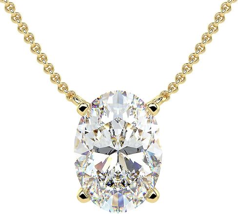 قلادة من 1/3 إلى 1 1/2 قيراط من الألماس البيضاوي سوليتير للنساء I 14k قلادة ذهبية (G-H، VS1-VS2، cttw) I 16 إلى 18 بوصة سلسلة قابلة للتعديل ومشبك مخلب جراد البحر in Kuwait