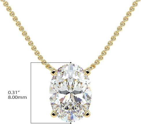 قلادة من 1/3 إلى 1 1/2 قيراط من الألماس البيضاوي سوليتير للنساء I 14k قلادة ذهبية (G-H، VS1-VS2، cttw) I 16 إلى 18 بوصة سلسلة قابلة للتعديل ومشبك مخلب جراد البحر in Kuwait