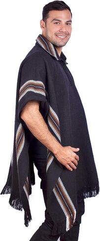 INTI ALPACA Collar Alpaca Poncho for Men - Genuine Alpaca Wool - Winter Cloak Cape - Western Serape in Saudi Arabia