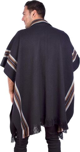 INTI ALPACA Collar Alpaca Poncho for Men - Genuine Alpaca Wool - Winter Cloak Cape - Western Serape in Saudi Arabia