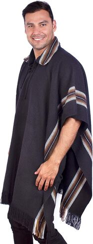 INTI ALPACA Collar Alpaca Poncho for Men - Genuine Alpaca Wool - Winter Cloak Cape - Western Serape in Saudi Arabia