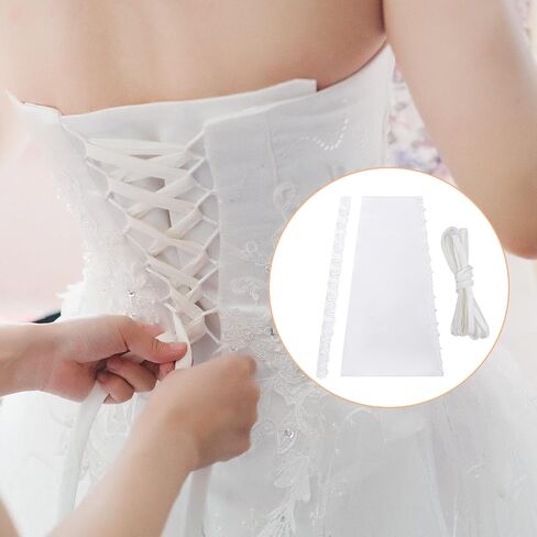 Wedding Dress Zipper Replacement Adjustable Satin Corset Back Kit Lace up for Prom Dress Gown Corset Back Replacement Set, White in Saudi Arabia