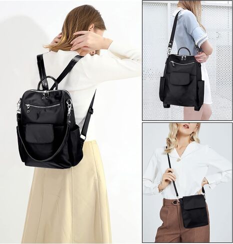 UTO Women Backpack Purse Oxford Waterproof Cloth Nylon Ladies Rucksack Detachable Crossbody Shoulder Bag E Purple in Saudi Arabia