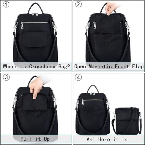 UTO Women Backpack Purse Oxford Waterproof Cloth Nylon Ladies Rucksack Detachable Crossbody Shoulder Bag E Purple in Saudi Arabia