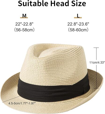 قبعة Lanzom للنساء والرجال قصيرة الحافة من القش قبعة بنما فيدورا قبعة صيفية للشاطئ والشمس تريلبي قبعة قابلة للطي in Kuwait