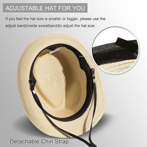 قبعة Lanzom للنساء والرجال قصيرة الحافة من القش قبعة بنما فيدورا قبعة صيفية للشاطئ والشمس تريلبي قبعة قابلة للطي in Kuwait