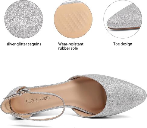 LUCCA VUDOR Women's Closed Toe Heels Pointed Low Heeled Chunky Shoes Nude Strap Dress Wedding High Heels in Saudi Arabia