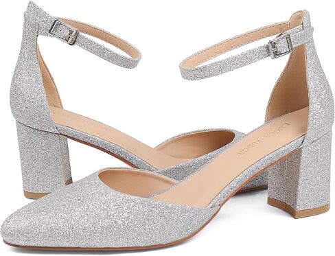 LUCCA VUDOR Women's Closed Toe Heels Pointed Low Heeled Chunky Shoes Nude Strap Dress Wedding High Heels in Saudi Arabia