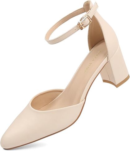 LUCCA VUDOR Women's Closed Toe Heels Pointed Low Heeled Chunky Shoes Nude Strap Dress Wedding High Heels in Saudi Arabia