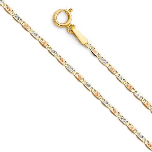 Ioka Solid REAL 14K Gold 1.5mm Valentino Chain Necklace in Tri Color with Spring Ring Clasp in Saudi Arabia