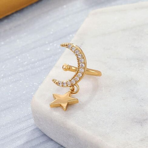 كريستال ستار الأذن كليب القرط واحد الفضة نجمة الشمال الكفة التفاف القرط بيان نجمة غير ثقب الغضروف كليب على القرط حجر الراين نجمة الزاحف أقراط مجوهرات للنساء والفتيات in Kuwait