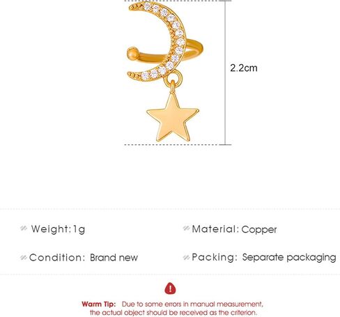 كريستال ستار الأذن كليب القرط واحد الفضة نجمة الشمال الكفة التفاف القرط بيان نجمة غير ثقب الغضروف كليب على القرط حجر الراين نجمة الزاحف أقراط مجوهرات للنساء والفتيات in Kuwait