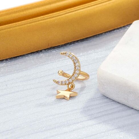 كريستال ستار الأذن كليب القرط واحد الفضة نجمة الشمال الكفة التفاف القرط بيان نجمة غير ثقب الغضروف كليب على القرط حجر الراين نجمة الزاحف أقراط مجوهرات للنساء والفتيات in Kuwait