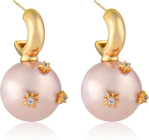 Freshwater Cultured Pearl Earrings for Women 18K Gold plated cooper Pearl Drop Earrings Dangle Small Huggie Hoop Earrings Bridesmaid Earrings Wedding Jewelry in Saudi Arabia