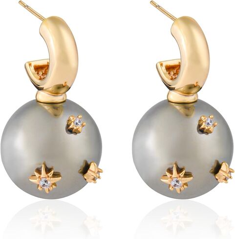 Freshwater Cultured Pearl Earrings for Women 18K Gold plated cooper Pearl Drop Earrings Dangle Small Huggie Hoop Earrings Bridesmaid Earrings Wedding Jewelry in Saudi Arabia