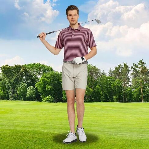 M MAELREG Golf Shirts for Men Short Sleeve Dry Fit Casual Striped Performance Moisture Wicking Collared Mens Polo Shirts in Saudi Arabia