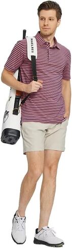 M MAELREG Golf Shirts for Men Short Sleeve Dry Fit Casual Striped Performance Moisture Wicking Collared Mens Polo Shirts in Saudi Arabia