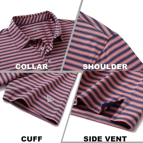 M MAELREG Golf Shirts for Men Short Sleeve Dry Fit Casual Striped Performance Moisture Wicking Collared Mens Polo Shirts in Saudi Arabia