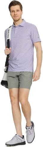 M MAELREG Golf Shirts for Men Short Sleeve Dry Fit Casual Striped Performance Moisture Wicking Collared Mens Polo Shirts in Saudi Arabia